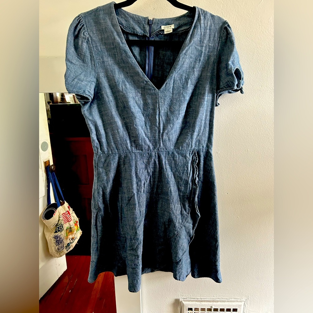 J Crew Chambray V Neck Dress